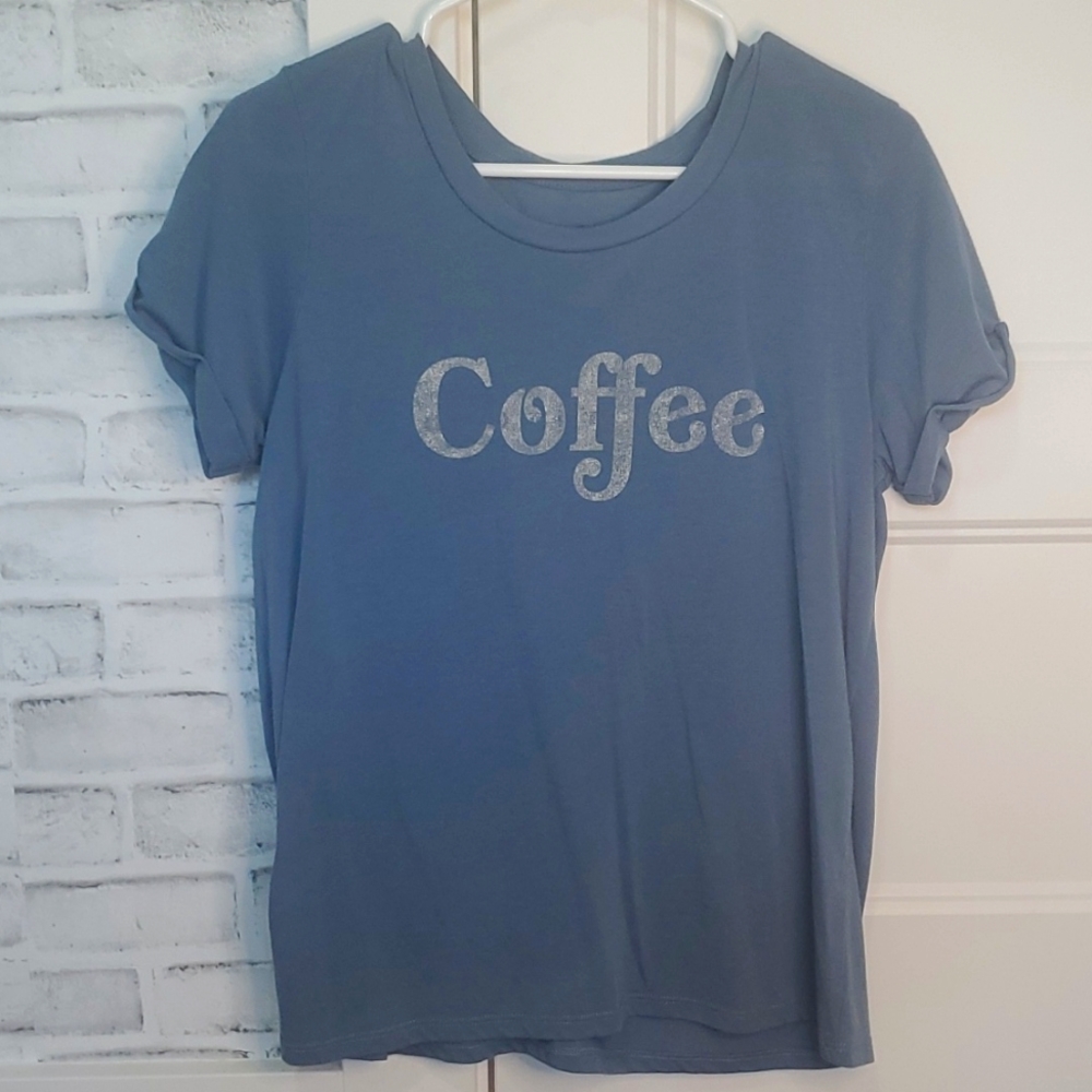 Gray blue coffee shirt
